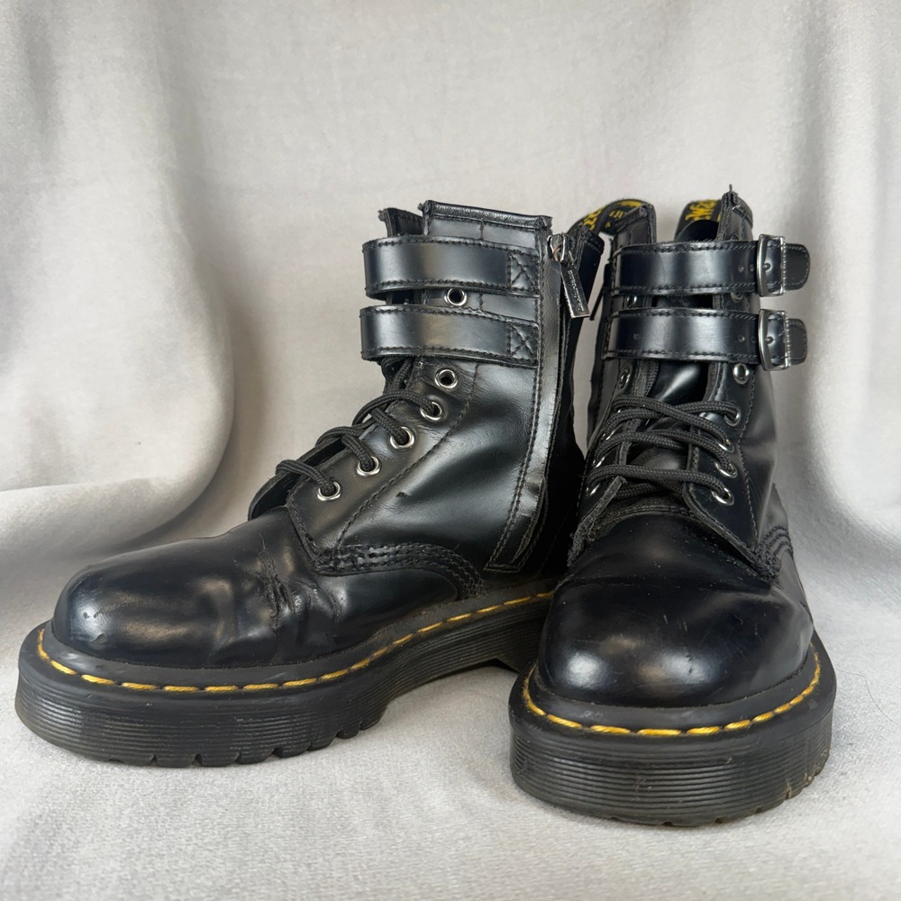 Discontinued Dr. Martens 1460 Double Buckle Smooth Leather Boots W6 M5 ALT Y2K - Picture 4 of 16